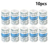 Ten rolls of transparent self-adhesive finger protection tape in blue and white checkered pattern.