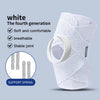 White fourth generation elastic knee pads with support springs shown on a hand.