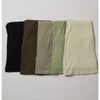 A set of five women's performance tracksuits in black, olive green, beige, and light green.