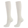 Pair of white medical grade compression socks for veins and circulation