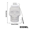 White skull design leakproof foldable sports water bottle with a screw cap