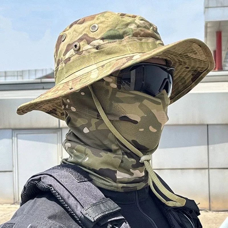 Camouflage Boonie Hat with Attached Face Mask