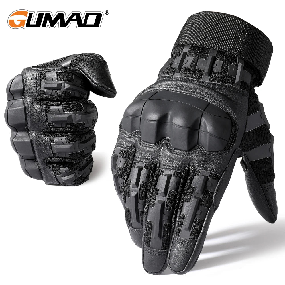Black tactical outdoor gloves shown in a close-up view
