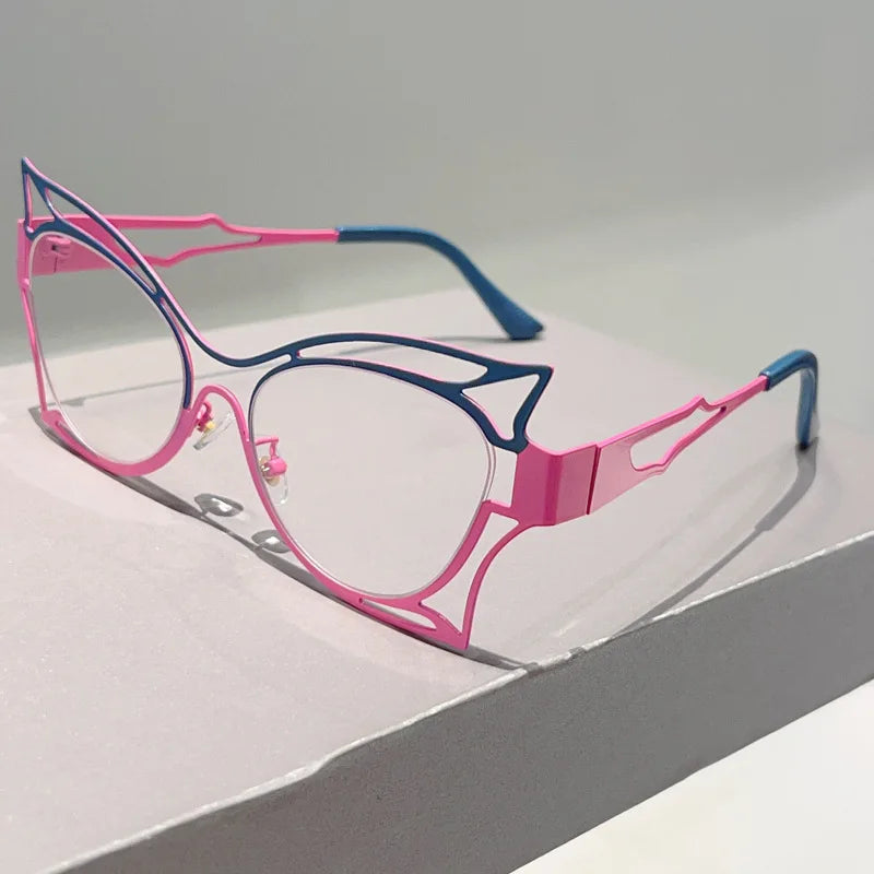 Vintage Oversized Cat Eye Blue Light Glasses for Women