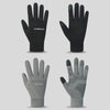 Four views of black and gray sports football gloves for outdoor activities