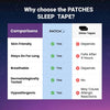 Comparison chart showing why to choose the PATCHES SLEEP TAPE over other tapes based on skin friendliness and durability.