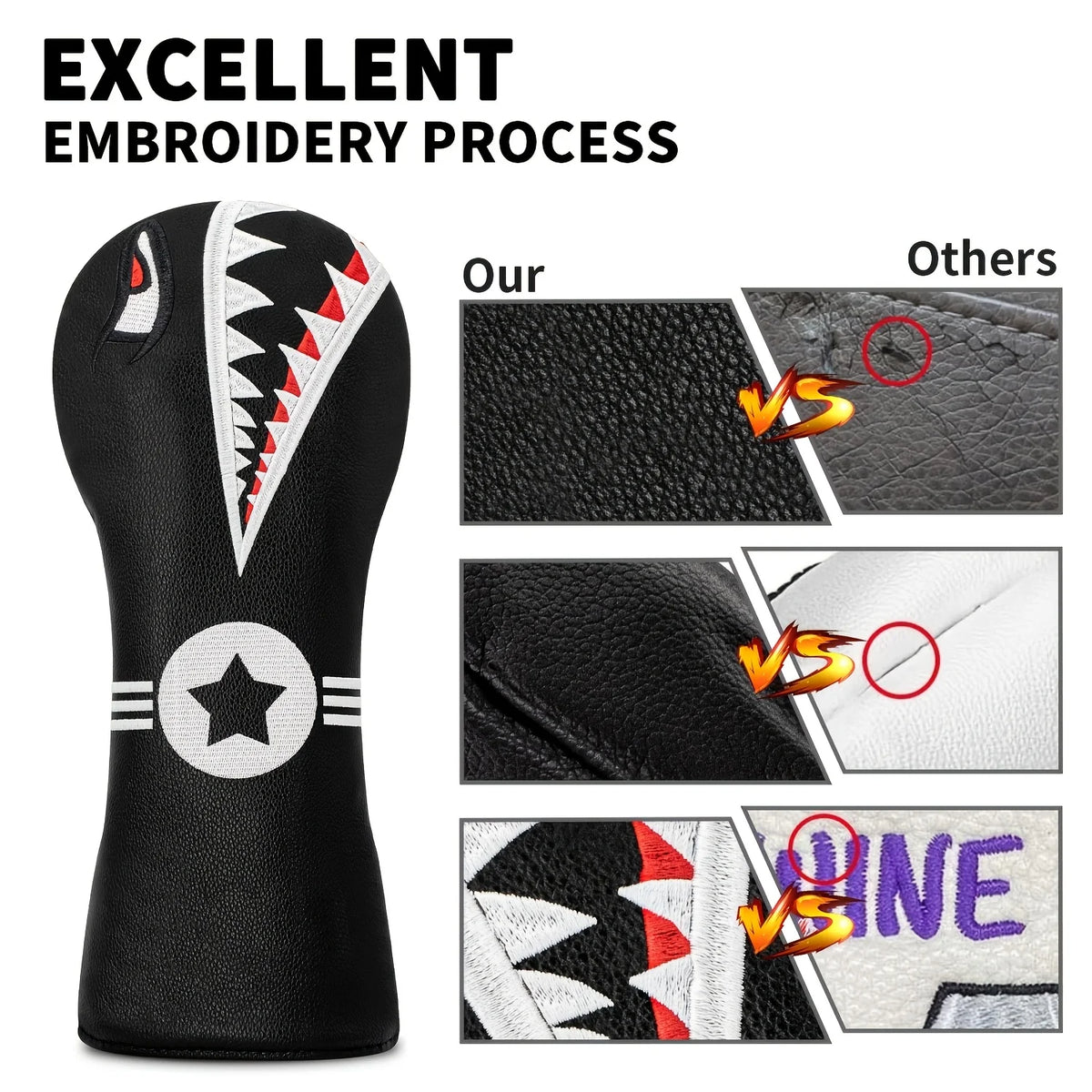 Shark Design Golf Club Covers for Fairway Woods and Hybrids