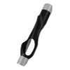 A precision golf club grip trainer with a black handle and silver accents.