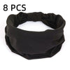 Eight black non-slip elastic headbands for fitness and hair