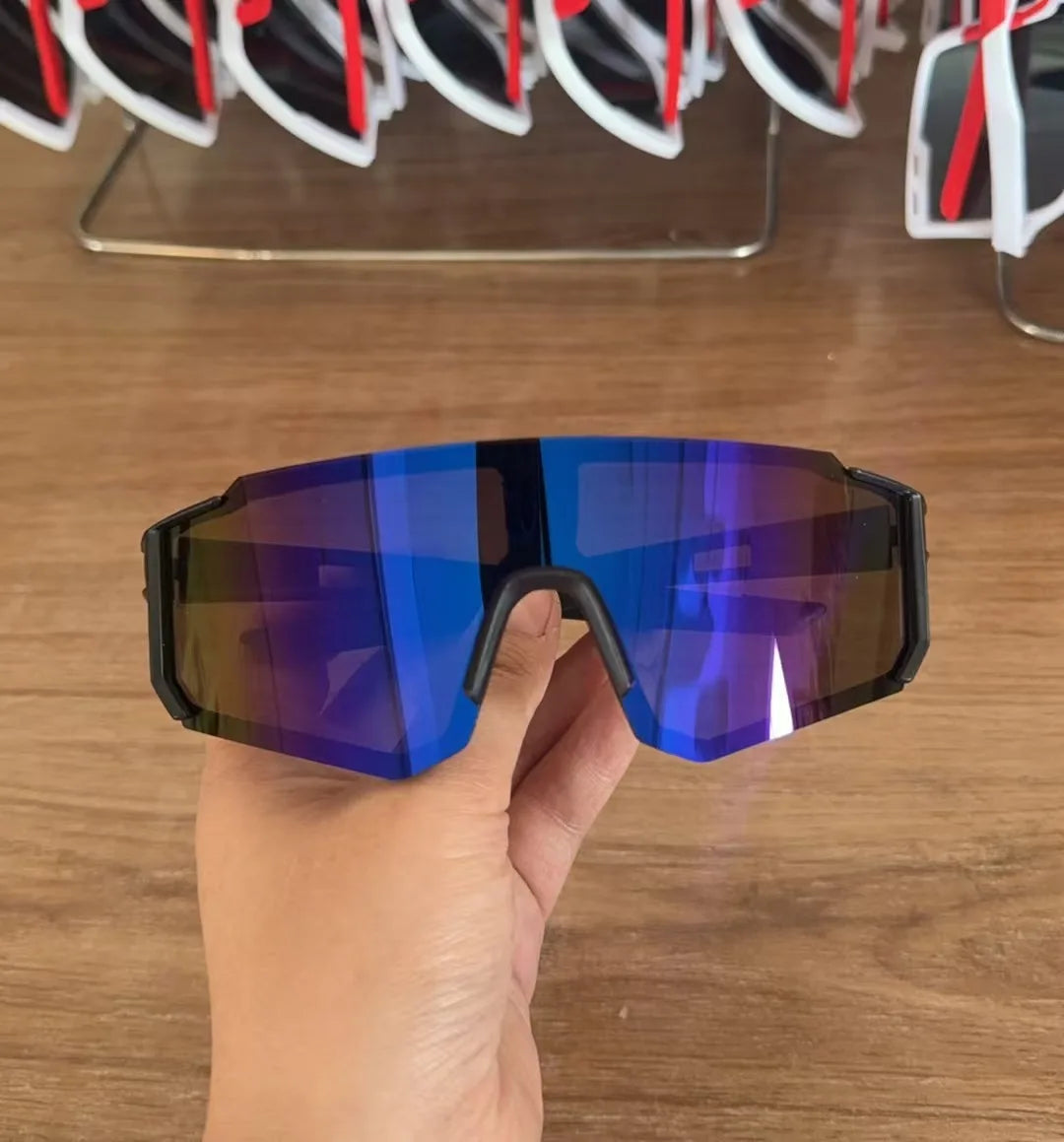 UV400 Cycling Sunglasses with Blue Mirror Lens