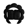 Black microfiber skincare headband and wristband set