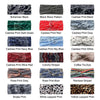 Colección de diademas de tela estampadas, incluyendo patrones en negro, verde, rojo, gris, azul y leopardo.