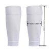 White men's grip soccer socks and knee pads set shown from the side with measurements.