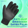 Black anti-slip embossed latex palm goalie gloves for super grip and cushioning protection