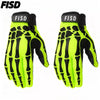 Pair of neon yellow and black full finger motocross motorcycle gloves