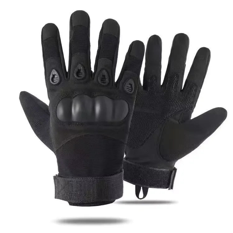 A pair of black half finger tactical gloves for sports and outdoor activities.