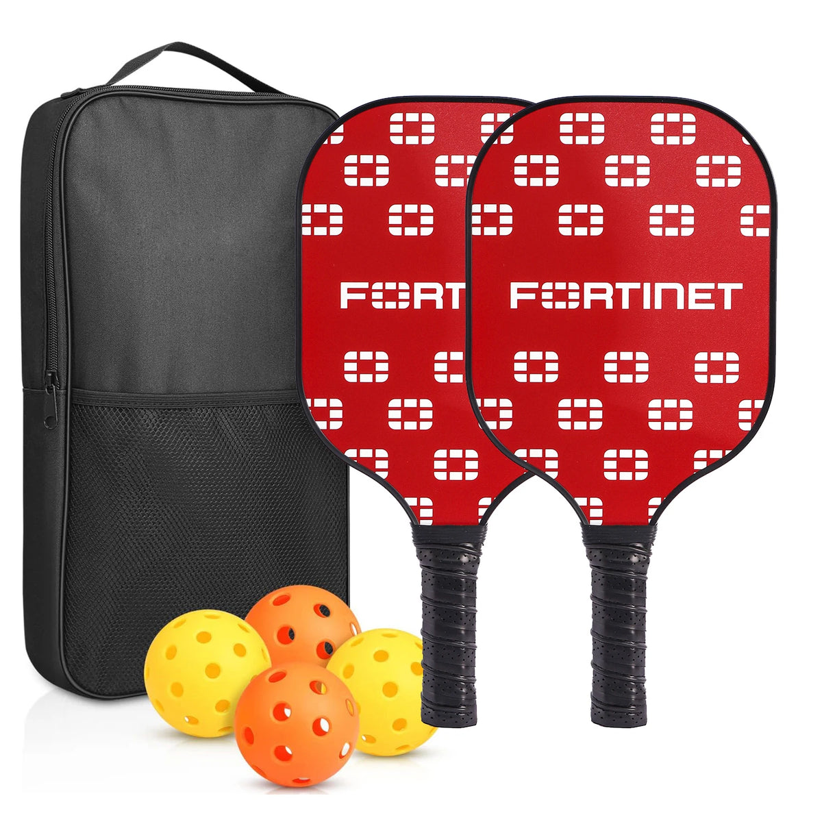 2-Piece Fiberglass Pickleball Paddle Set with 4 Balls for Beginners