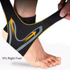 Black ankle support compression sleeve for right foot showing the arch and sole area.