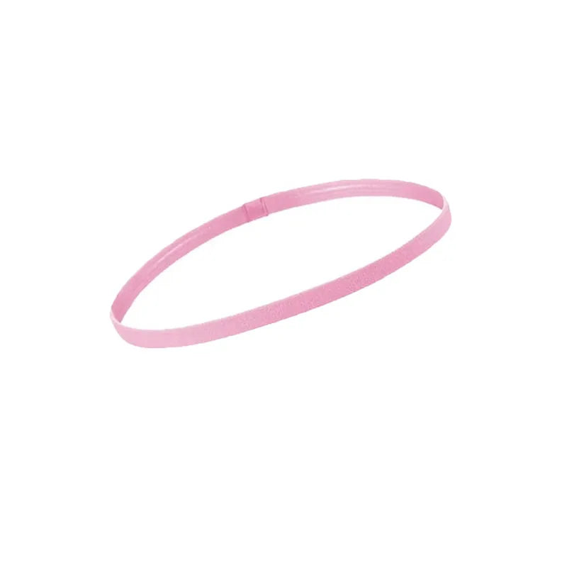 A pink elastic sports headband is shown against a white background.