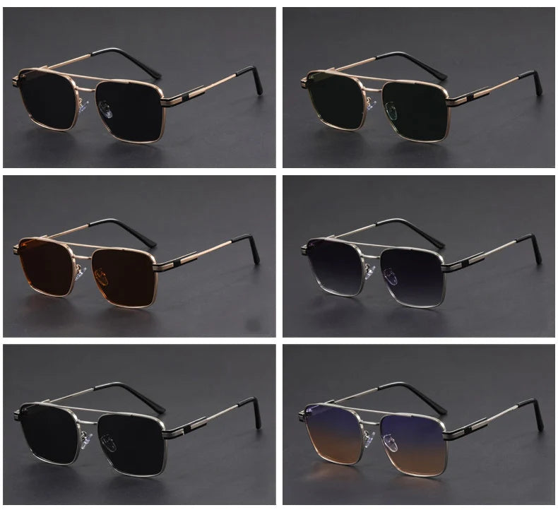 Square Metal Sunglasses with UV400 Protection