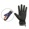 Black extreme cold-proof ski gloves with a fingerless design and a smartphone attached.