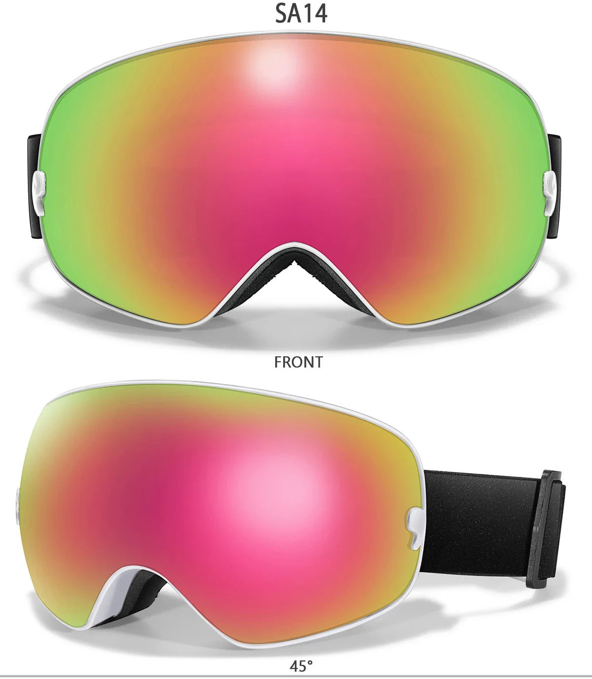 Outdoor Ski Goggles with Protective Case and Anti-Fog Lenses