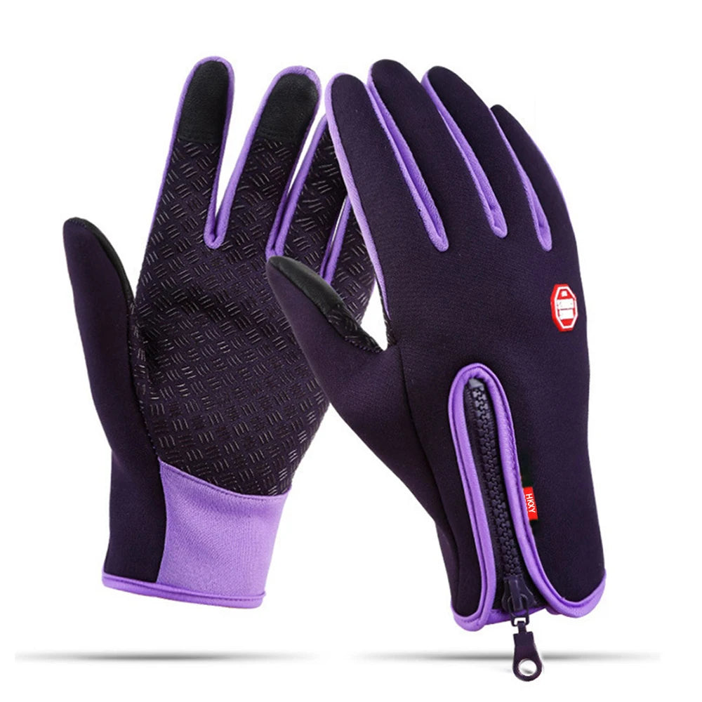 Touchscreen Warm Winter Gloves with Zipper Closure