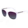 Lunettes de mode polarisées blanches avec détails argentés et une lentille violet clair
