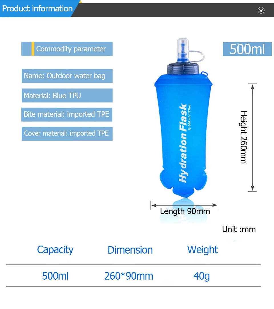 A blue Hydration Flask sports water bottle with a blue TPU material and a clear cap.