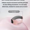 A pink silicone patellar strap is shown against a light background, highlighting its skin-friendly and close-fitting design.