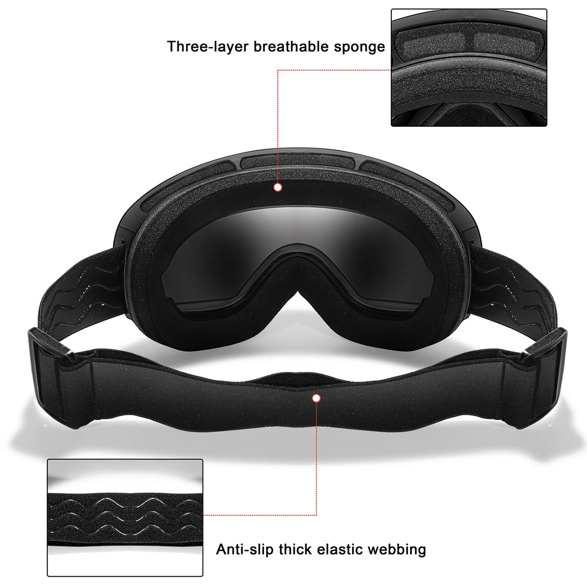 Outdoor Ski Goggles with Protective Case and Anti-Fog Lenses