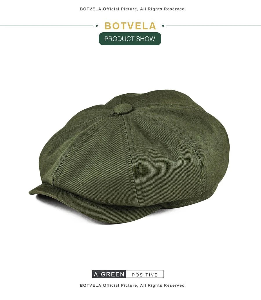 Men's Classic Newsboy Cap – Cotton 8-Panel Ivy Hat