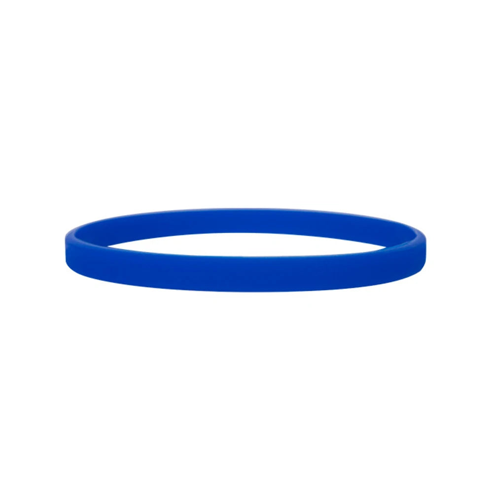 A bright blue silicone wristband for fitness or fashion.