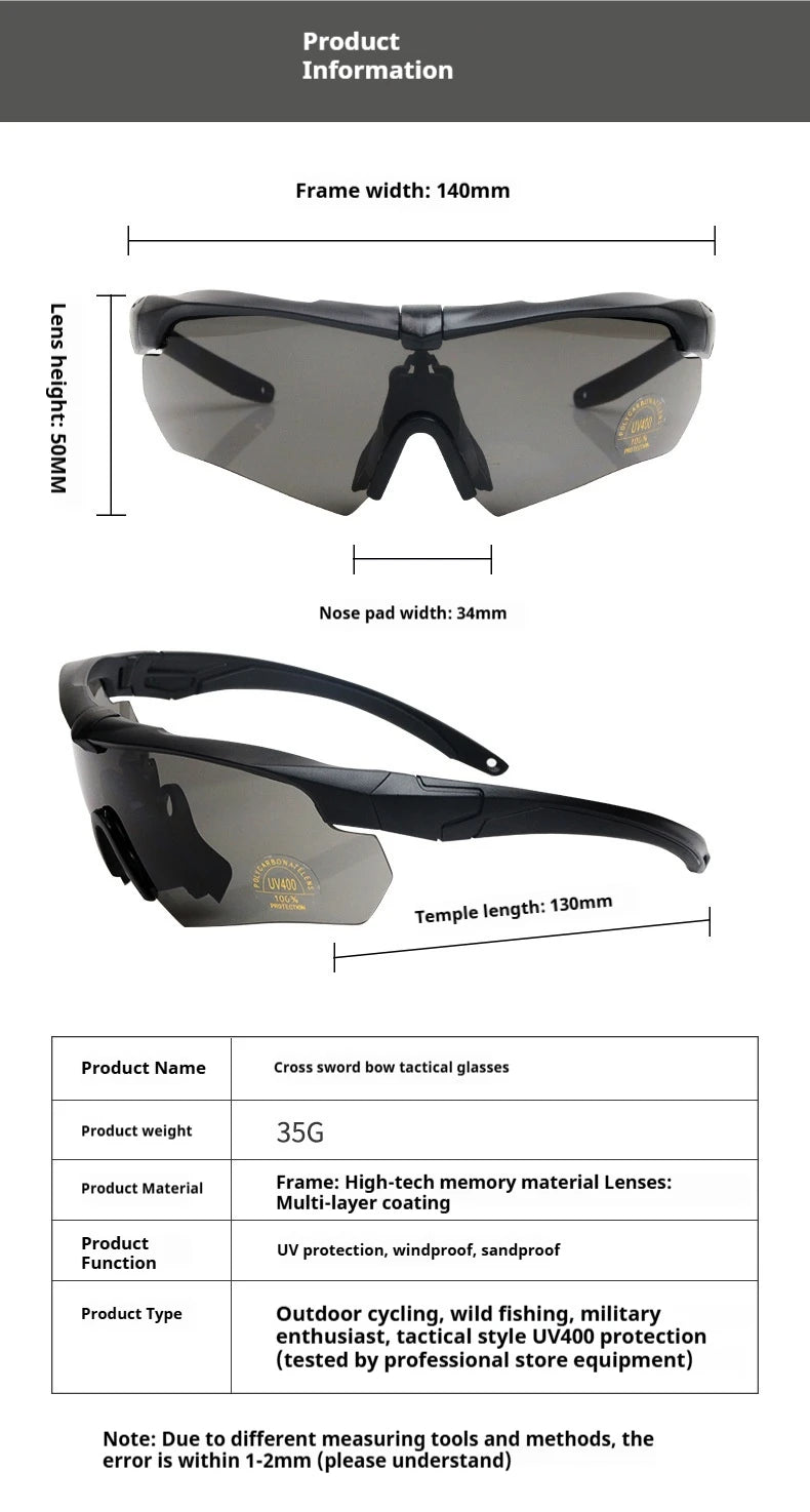 Tactical Sports Glasses with Swappable Lenses