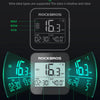 A Rockbros GPS cycling computer displaying speed and time data on a screen and surrounding display elements.