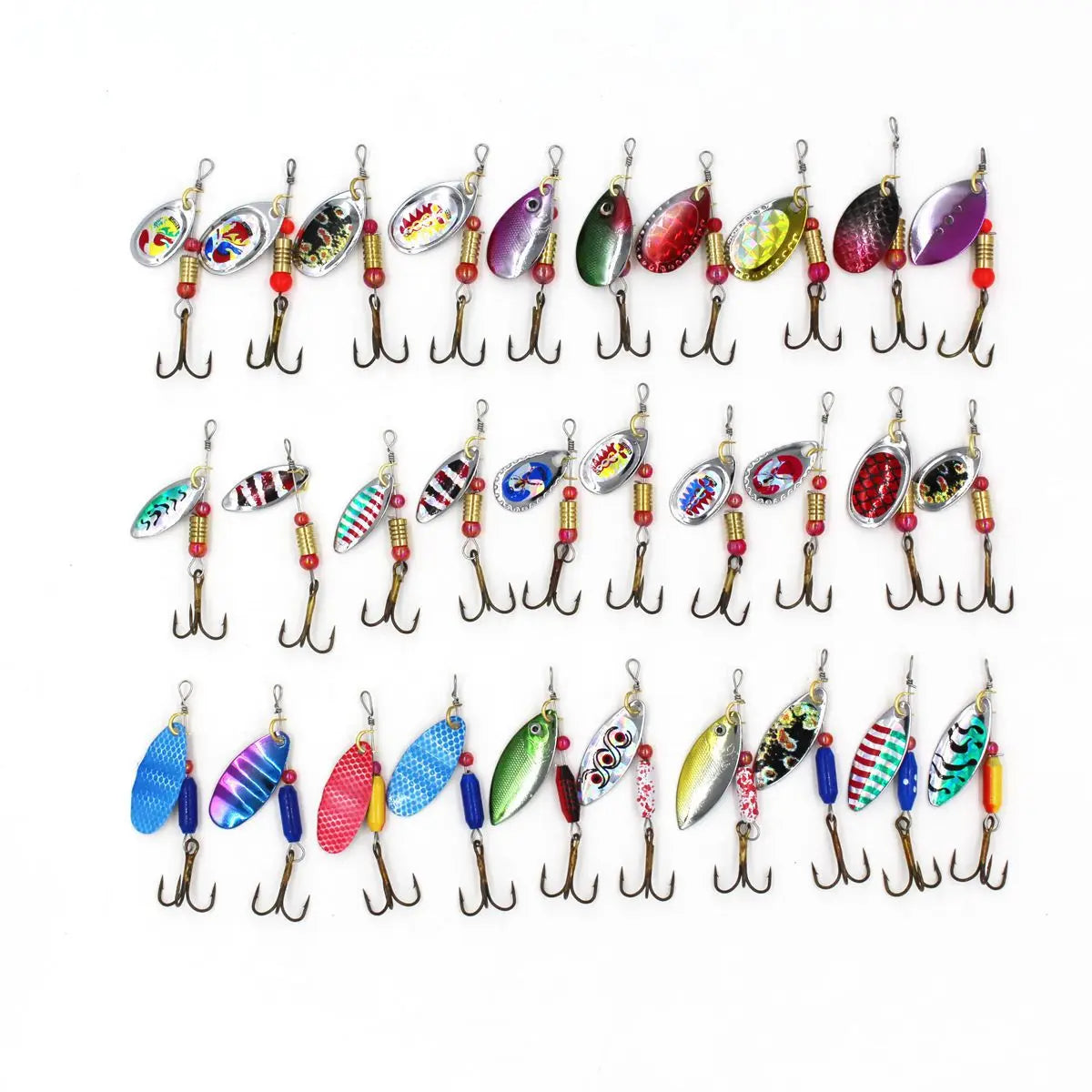 Metal Spinner Fishing Lure Kit (30 Pieces)