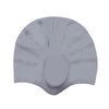 A gray waterproof silicone swimming cap designed for long hair.