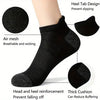 Black ankle socks with heel tabs, air mesh, and reinforcement for sports and running.