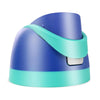 A blue and teal leakproof replacement lid for a water bottle, shown from the side.