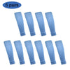 Five pairs of light blue football shin guards for leg protection