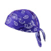 Lila Bandana mit weißem Paisley- und Sternmuster als Sport-Haube