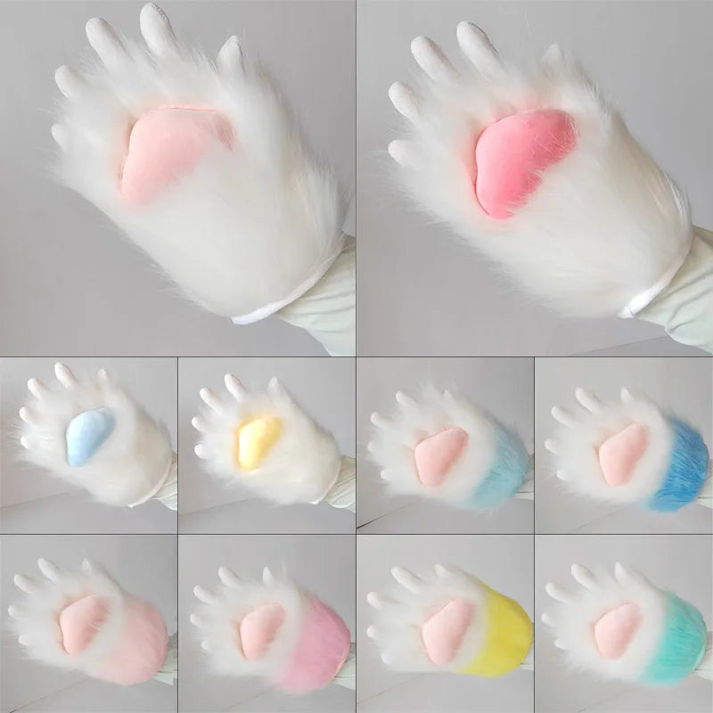 Gants en peluche à pattes de chat, variés en couleurs et angles pour cosplay
