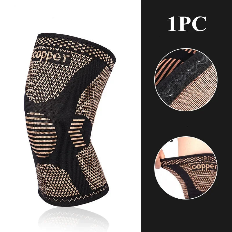 Copper Fiber Compression Knee Sleeve for Sports Support