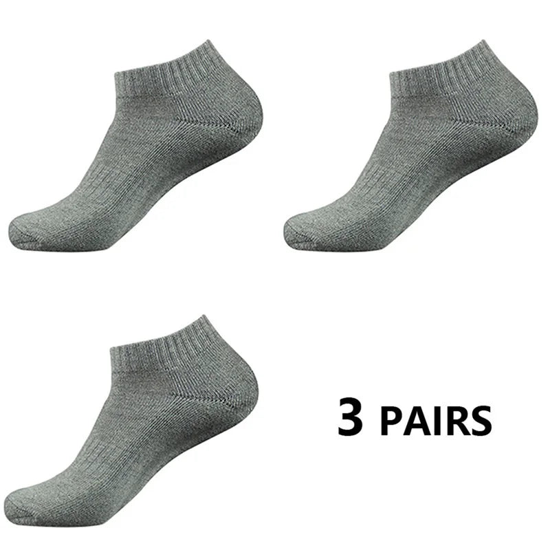 Tres pares de calcetines deportivos de algodón gris para hombre y mujer