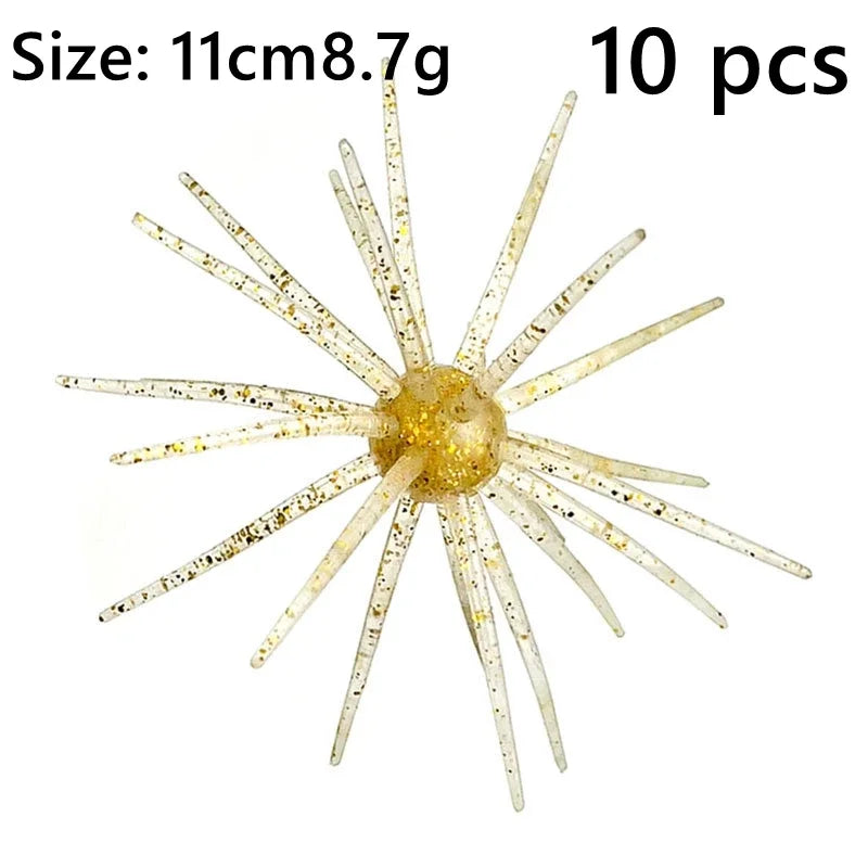 Realistic Sea Urchin Soft Fishing Lures - 10 Pack