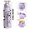 A purple personalized football water bottle with a lock, straw, and large capacity options.
