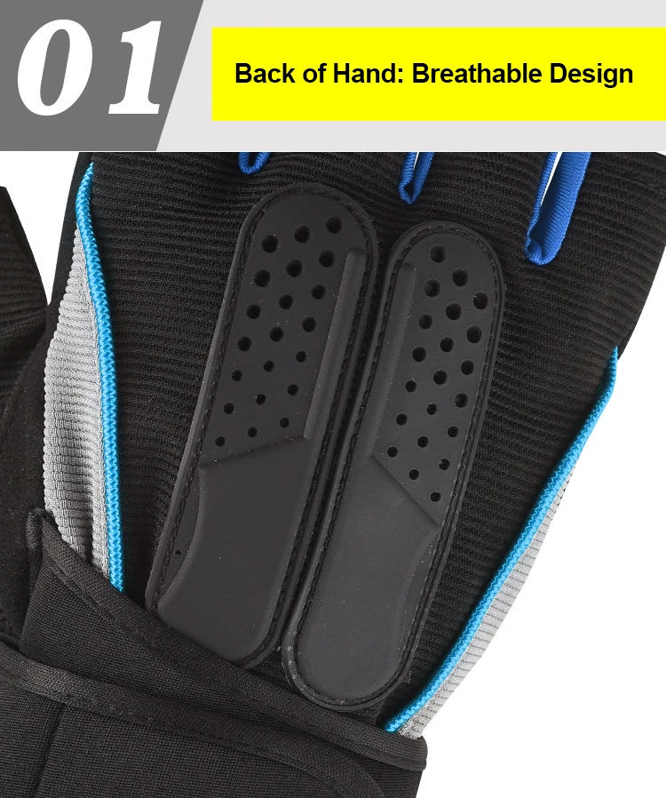 Black fingerless weightlifting gloves showing the breathable design and wrist support features.