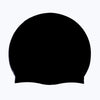 A black waterproof silicone swimming cap viewed from the top.