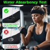 A woman tests the water absorbency of an Onupgo sport headband by dripping water onto it.
