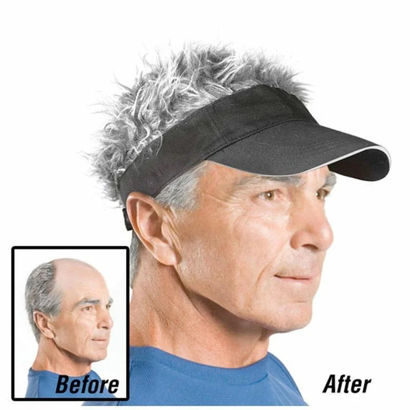 Adjustable Sun Visor with Realistic Hair Strands